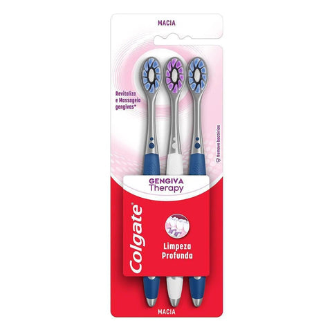Escova de Dente Colgate Gengiva Therapy Macia, Sortida Com 3 Unidades