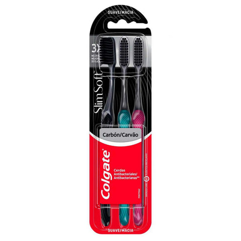 Escova de Dente Colgate Slim Soft Suave, Black Com 3 Unidades