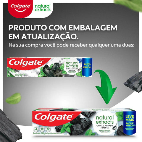 Pasta de Dente Colgate Natural Extracts Carvão Ativado e Menta - 140 g