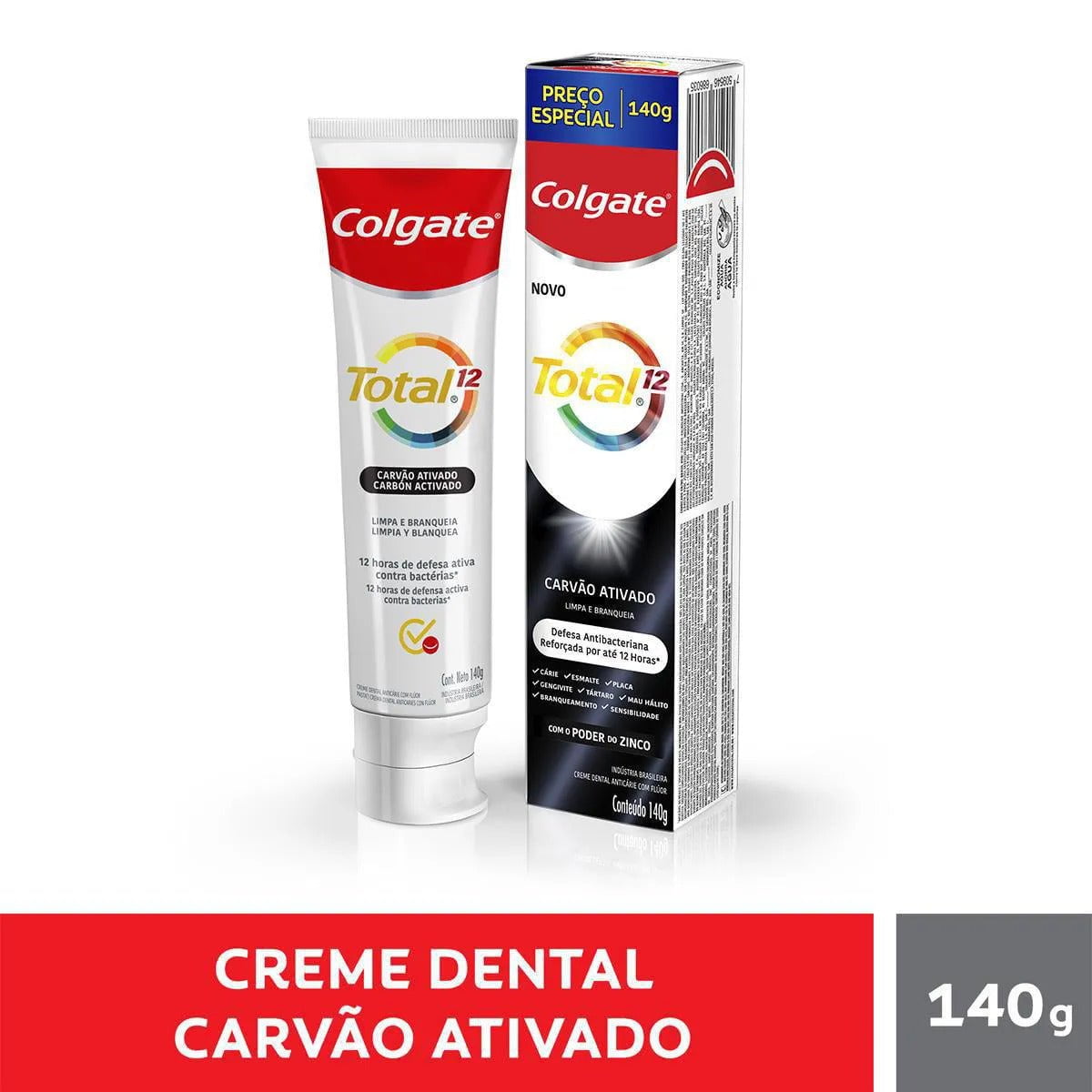 Pasta de Dente Colgate Total 12 Carvão Ativado 140g – Pill Farmácia Digital