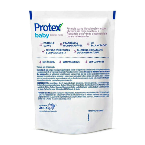 Refil Sabonete Líquido Infantil Protex Baby Da Cabeça Aos Pés Lavanda 180ml