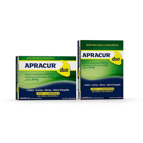 Apracur Duo 500mg + 2mg + 30mg - 20 Unidades - Comprimido