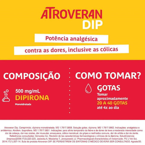 Atroveran Dip 500mg/mL - 20 mL - Solução