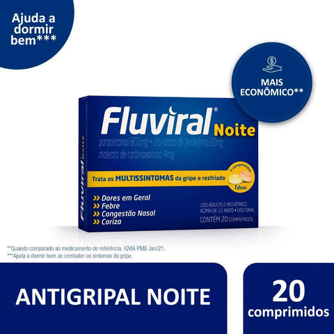 Fluviral Noite 400mg + 20mg + 400mg + 4mg - 20 Unidades - Comprimido