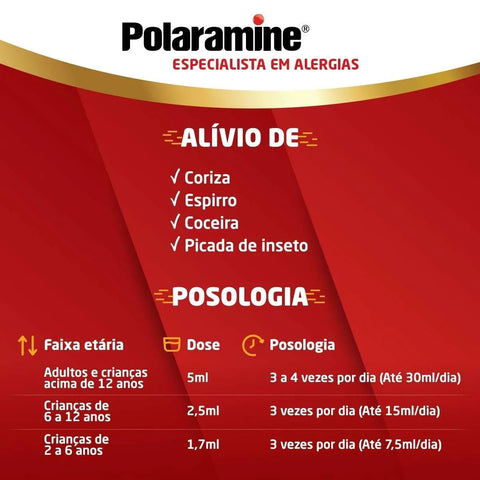 Polaramine 0,4mg/mL - 120 mL - Solução