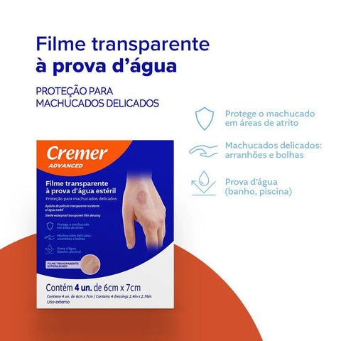 Curativo Cremer Advance à Prova d'água 6cm X 7cm - 4 Unidades