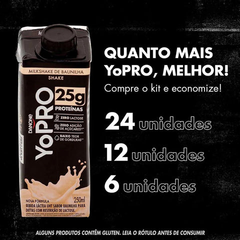 Yopro Bebida Láctea Uht Milkshake de Baunilha 25g de Proteínas 250ml