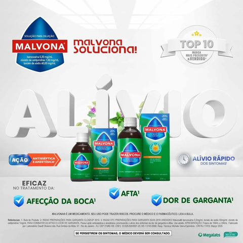 Malvona 0,2mg/mL + 60mg/mL + 1mg/mL - 100 mL - Solução