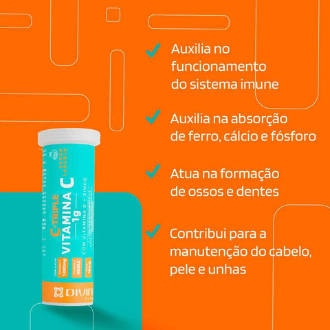 Vitamina C C-Triple 1g - 10 Unidades - Efervescente
