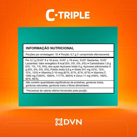 Vitamina C C-Triple 1g - 30 Unidades - Efervescente