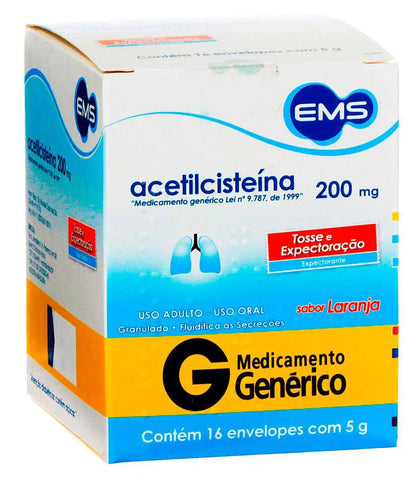 Acetilcisteína (EMS) 200mg/g - 16 x 5 g - Pó