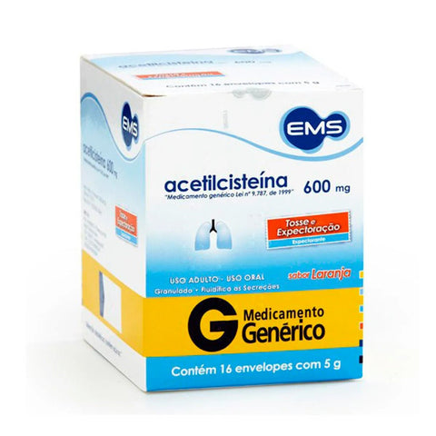 Acetilcisteína (EMS) 600mg/g - 16 x 5 g - Pó