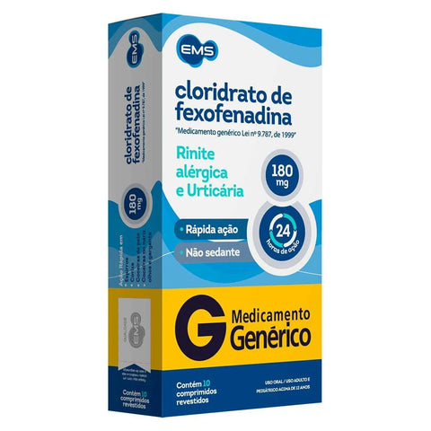 Cloridrato de Fexofenadina (EMS) 180mg - 10 Unidades - Comprimido