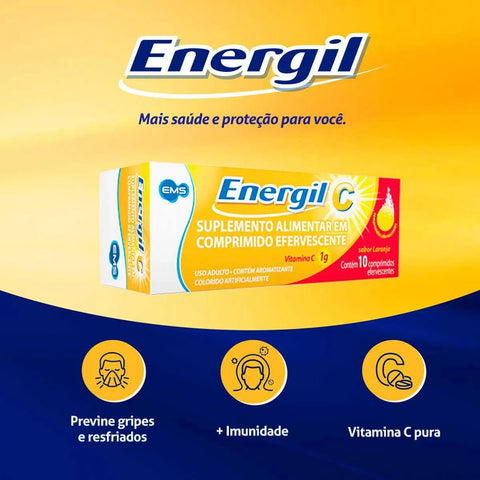 Vitamina C Energil C 1g - 10 Unidades - Efervescente