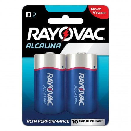 Pilha Rayovac Alcalina D2 com 2 Unidades