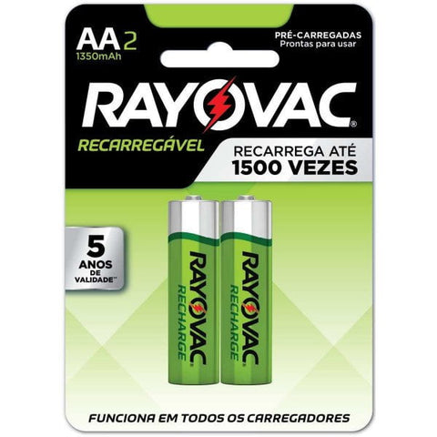 Pilha Recarregável Eco Rayovac AA com 2 Unidades