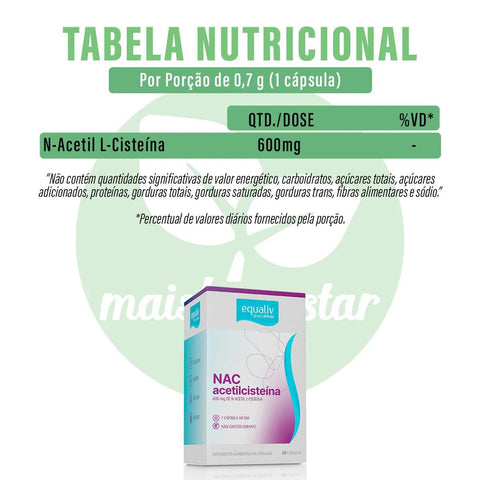 Acetilcisteina (Equaliv) 600mg - 60 Unidades - Cápsula