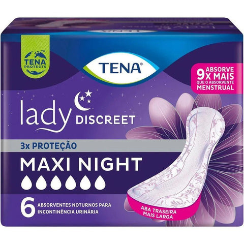 Absorvente Tena Lady Discreet Maxi Night Sem Abas - 6 Unidades