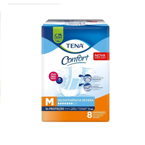 Fralda Geriátrica Tena Confort Tamanho M - 8 Unidades