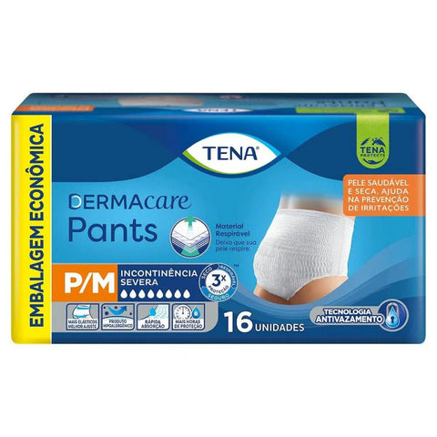 Fralda Geriátrica Tena Pants Dermacare Tamanho P/M - 16 Unidades