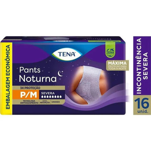 Fralda Geriátrica Tena Pants Noturna Tamanho P/M - 16 Unidades