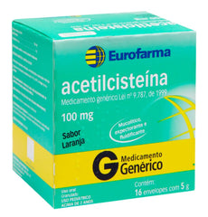 Acetilcisteína (Eurofarma)  100mg/g - 16 x 5 g - Pó