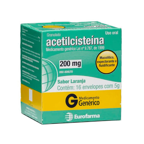 Acetilcisteína (Eurofarma) 200mg/g - 16 x 5 g - Pó