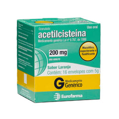 Acetilcisteína (Eurofarma)  200mg/g - 16 x 5 g - Pó