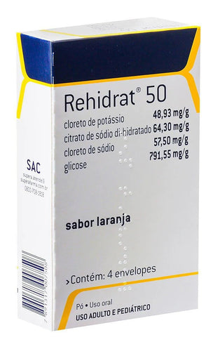 Rehidrat 48,93mg/g + 64,30mg/g + 57,50mg/g + 791,55mg/g - 4 x 7,625 g - Pó para Solução
