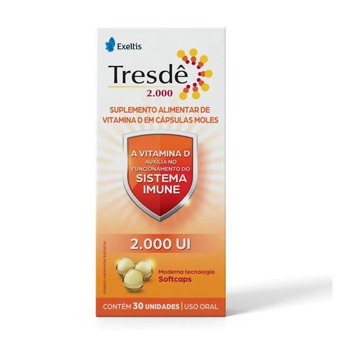 Vitamina D Tresdê 2000UI - 30 Unidades - Cápsula