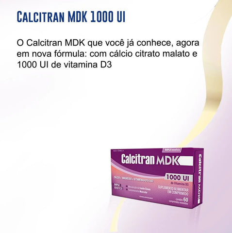 Calcitran MDK  1000UI - 60 Unidades - Cápsula