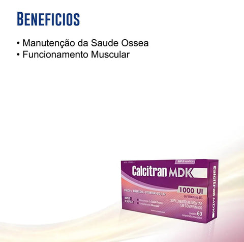 Calcitran MDK  1000UI - 60 Unidades - Cápsula
