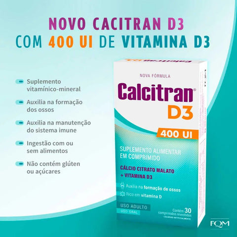 Vitamina D Calcitran 400UI - 30 Unidades - Comprimido