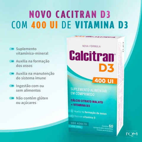 Vitamina D Calcitran 400UI - 60 Unidades - Comprimido