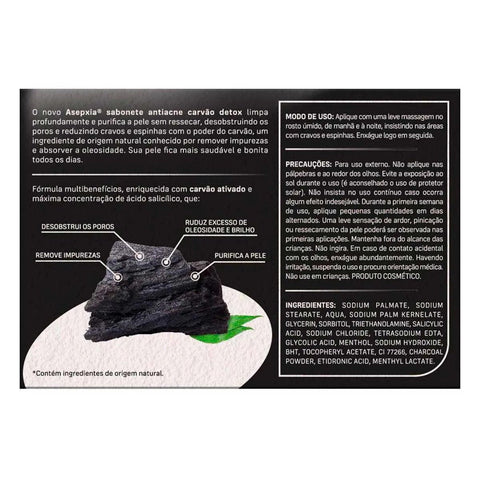 Sabonete Asepxia Detox Pele Mista A Oleosa Barra Com 80G