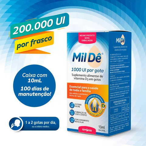 Vitamina D Mildê 1.000UI - 10 mL - Solução