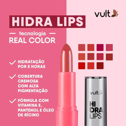 Batom Cremoso Vinho Intenso Hidra Lips 3,6g - Vult
