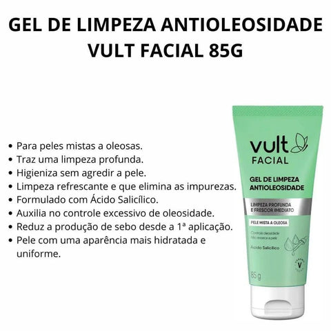 Gel de Limpeza Antioleosidade Vult Facial 85g