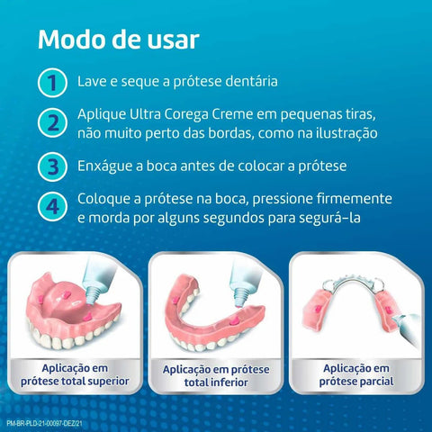 Creme Fixador de Dentadura Corega Ultra Menta, 1 Unidade Com 19G
