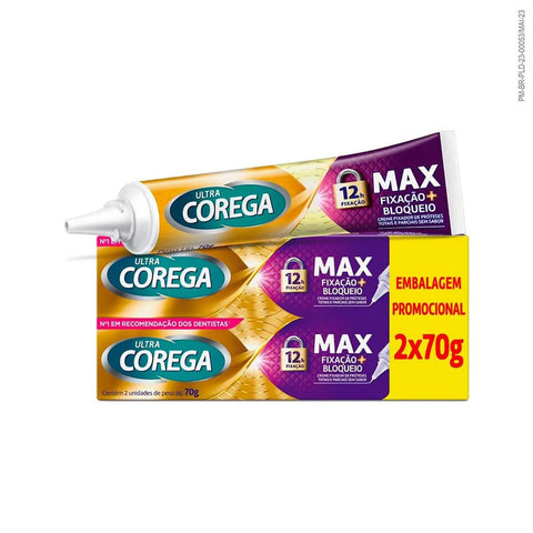 Creme Fixador de Dentadura Corega Ultra Sem Sabor, 2 Unidades Com 68G Cada + 60% de Desconto Na 2ª Unidade