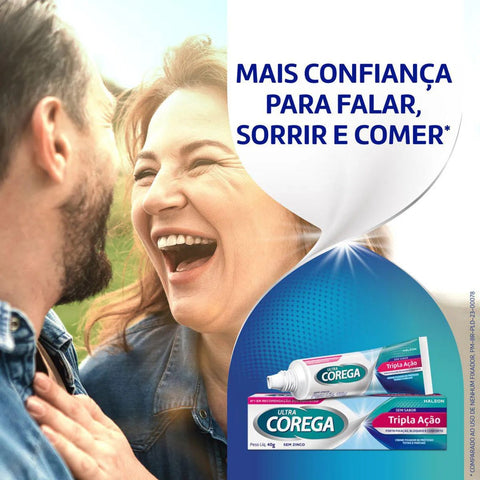Creme Fixador de Dentadura Ultra Corega Tripla Ação Sem Sabor 40g