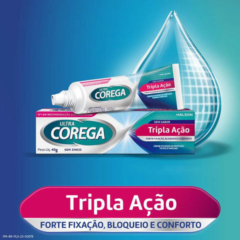 Creme Fixador de Dentadura Ultra Corega Tripla Ação Sem Sabor 40g