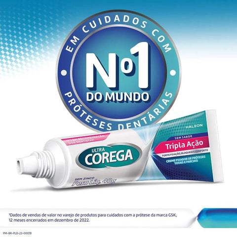 Creme Fixador de Dentadura Ultra Corega Tripla Ação Sem Sabor 40g