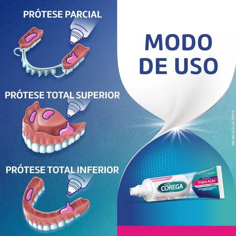 Creme Fixador de Dentadura Ultra Corega Tripla Ação Sem Sabor 40g
