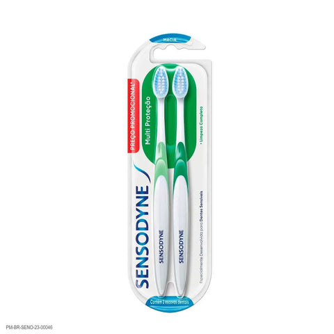 Escova de Dente Sensodyne Multi Proteção Macia, Branca Com 2 Unidades
