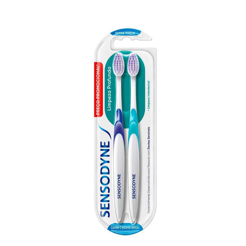 Kit Escova de Dente Sensodyne Limpeza Profunda Extra Macia 2 Unidades