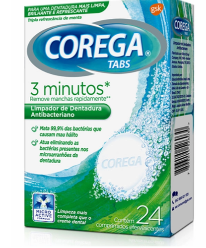 Limpador De Dentadura Corega Tabs Antibacteriano Comprimidos Efervesce ...