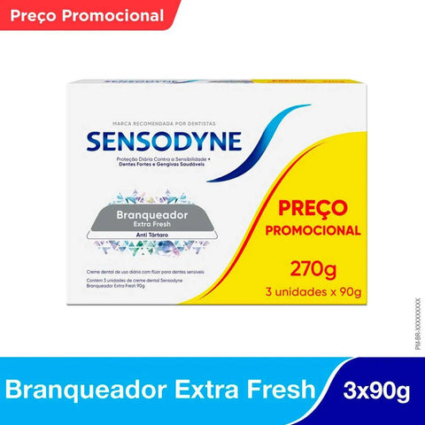 Pasta de Dente Sensodyne Branqueador Extra Fresh 3 x 90 g