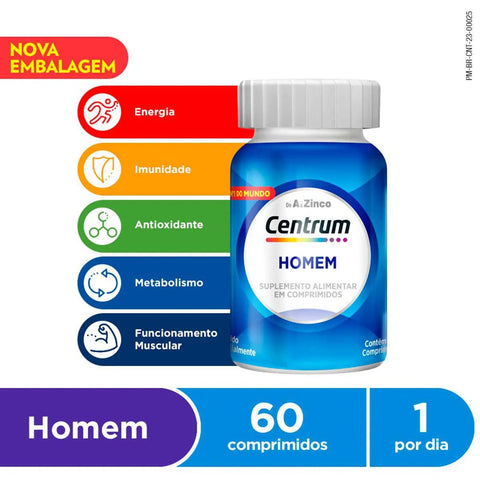 Polivitaminico Centrum Essentials Homem de A-Zinco 60 Unidades - Comprimido