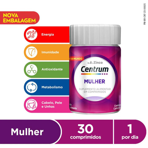 Polivitamínico Centrum Essentials Mulher de A-Zinco 30 Unidades - Comprimido